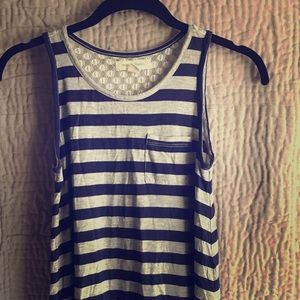 Adorable striped tank top with lace back